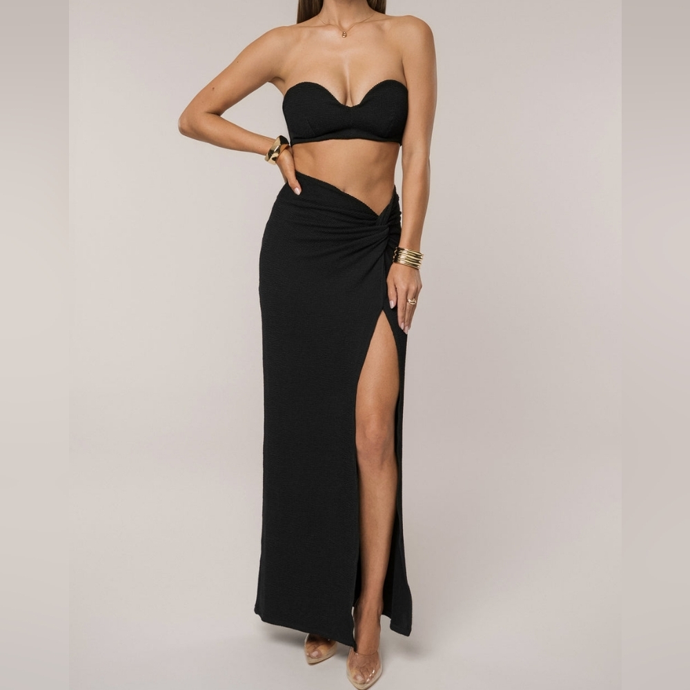 Black Deidra Draped Skirt Set